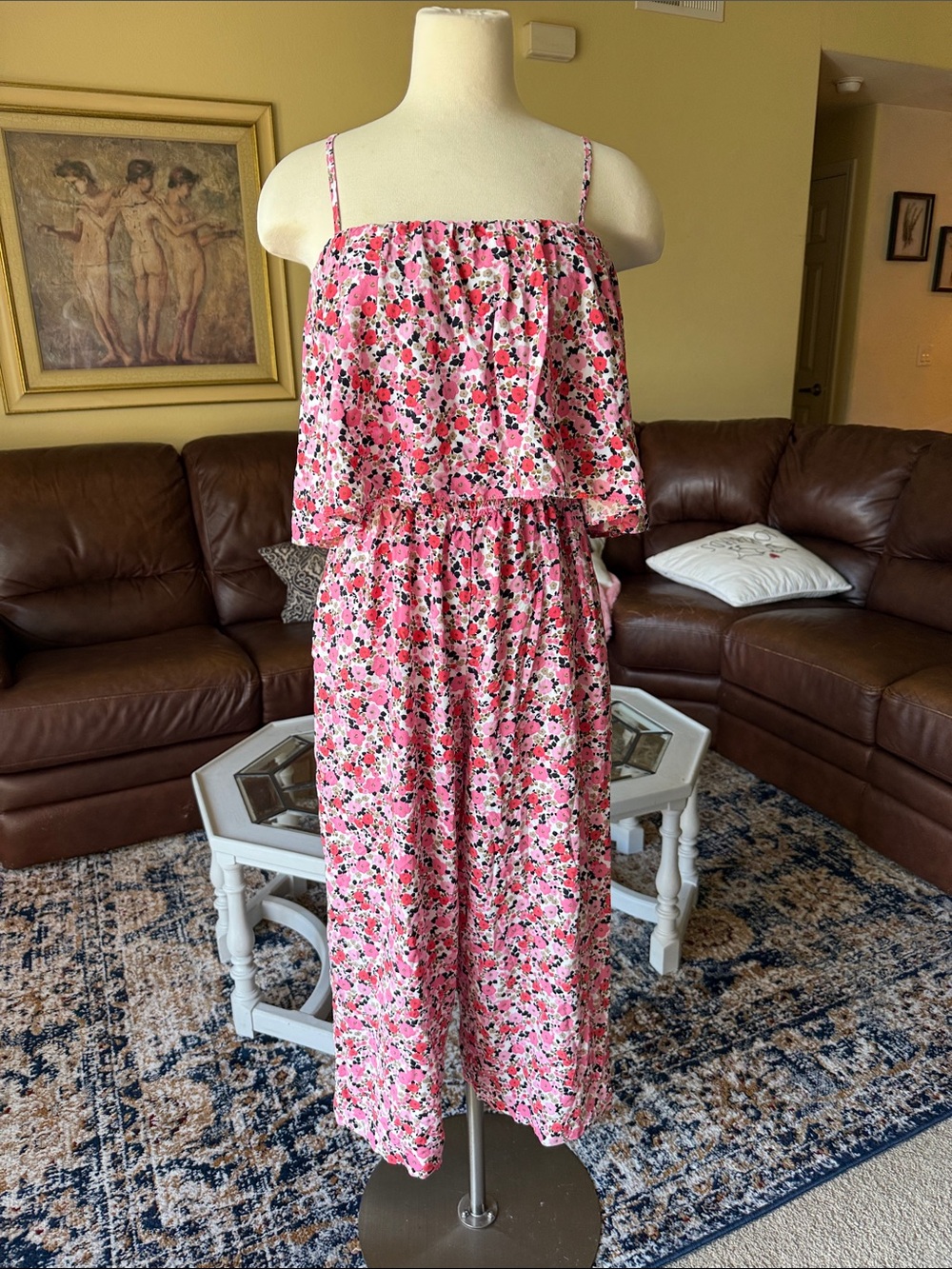Tommy Hilfiger Pink Floral Spaghetti Strap Jumpsuit